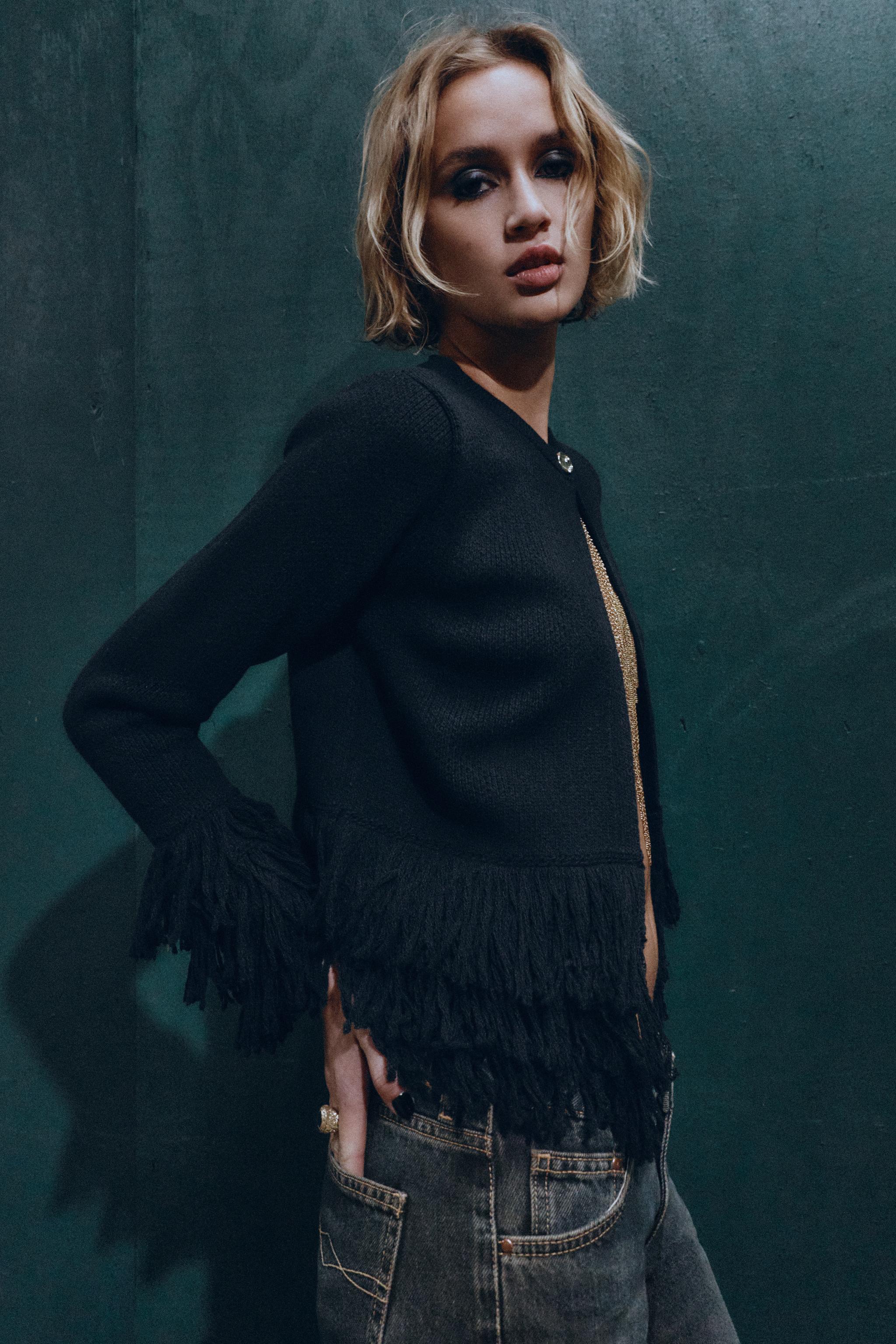 FRINGED KNIT CARDIGAN